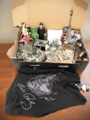 A group of Elvis Presley and Charlie Chaplin collectibles, a group of ephemera and postcards,