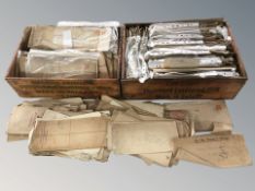 Two pine crates with stencilled lettering containing a very large quantity of antiquarian documents