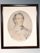 An antique charcoal portrait depicting the Duke of Wellington, 43 cm x 54 cm.