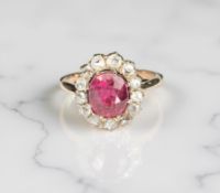 An antique gold and diamond cluster ring,