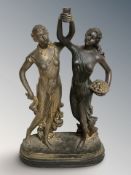 A composition statue of two classical ladies, height 60 cm.