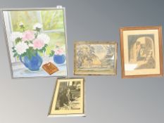 Danish School : Still life of flowers in a vase, oil on canvas, 46 cm x 55 cm,