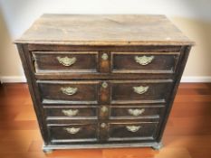 A George III oak four drawer chest, 90 cm x 51 cm x 88 cm.