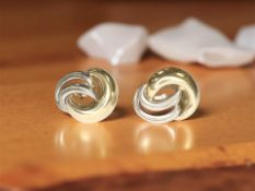 A pair of 9ct gold two tone earrings, width 17mm CONDITION REPORT: 3.