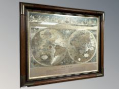 A 20th century iridescent finished Blaeu wall map, 51 cm x 41 cm.