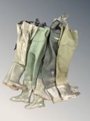 Three sets of fishing waders.