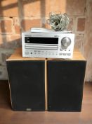 A Teac CD receiver CR-H230, and a pair of Gale speakers.