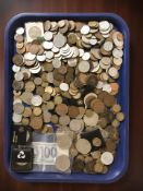 A large quantity of British pre-decimal and other foreign coins, crowns, etc.