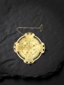 An antique 15ct yellow gold mourning brooch, width 45 mm.