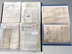 Three folios of antiquarian documents and ephemera, insurance and fire policies,