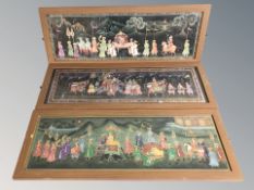 A set of three Indian school prints depicting processions, each 31 cm x 95 cm.