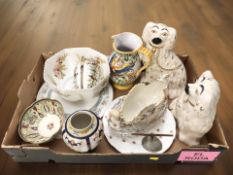 Ceramics including a pair of Staffordshire spaniels, Noritake tri-handled porcelain vase,