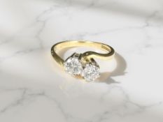An 18ct gold two stone diamond ring, approximately 0.