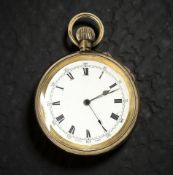 An antique gold plated open face pocket watch