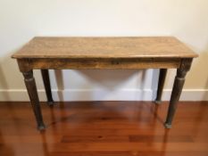An early 20th century oak side table, width 122 cm.