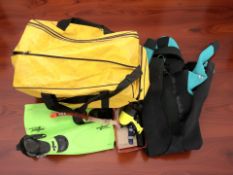 A quantity of scubadiving equipment, in bag.