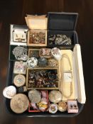 A collection of costume jewellery, pill boxes, lotus pearls, etc.