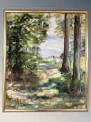 Danish School : Pathway through woodland, oil on canvas, 49 cm x 59 cm.