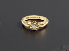 A 22ct gold solitaire diamond ring, size M. CONDITION REPORT: Gross weight: 4.1g.