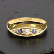 An antique sapphire and diamond ring, size Q CONDITION REPORT: 2.