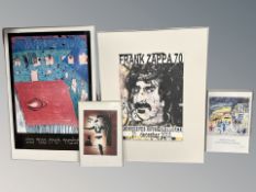 Four continental posters to include Frank Zappa, Tisvilde, etc, largest 66 cm x 96 cm.