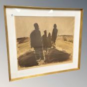 Danish School : Figures in a landscape, watercolour, 59 cm x 49 cm.