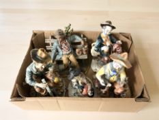 Five Italian bisque figures including Capodimonte.