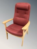 A Scandinavian beech armchair.