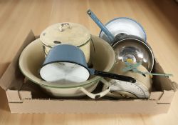 A group of early 20th century Danish enameled kitchen wares.