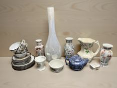 A Japanese export porcelain part tea set, further oriental porcelain vases, Ringtons chintz tea pot,