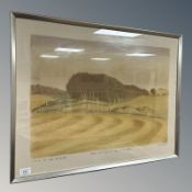 Danish School : A lithographic print depicting farmland, limited edition 93/300, signed in pencil,