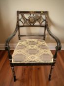 A continental painted armchair, width 55 cm.