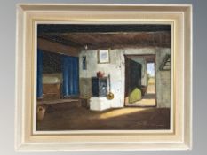 O Rasmussen : Study of a cottage interior, oil on canvas, 47 cm x 38 cm.