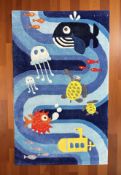 Brand new children's aquatic design design 100% wool rug, 150 cm x 90 cm.