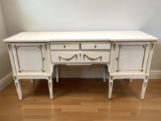 A continental painted and gilt sideboard, 185 cm x 57 cm x 89 cm.