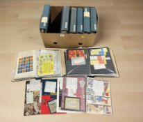 Eight albums containing a collection of Elizabeth II stamps and further stamp sheets.