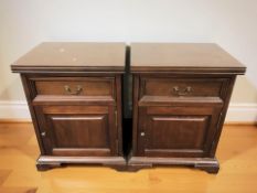 A pair of reproduction bedside pot cupboards, width 50 cm.