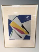 After Merete Barker Jorgensen : An abstract colour print, signed in pencil,