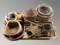 A collection of wicker baskets.