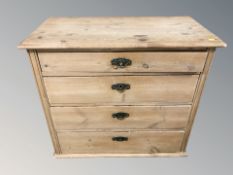 A 19th century pine chest of four drawers, 92 cm x 47 cm x 80 cm.