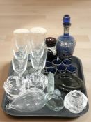 A group of Scandinavian glass dishes, tea light holders, drinking glasses, etc.