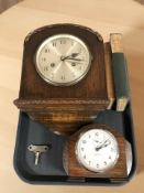 An early 20th century oak eight day wall clock, height 31 cm,