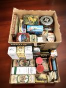 A large quantity of tins and boxes.