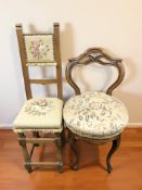 Two continental beech occasional chairs.