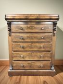 A Victorian mahogany scotch chest, 122 cm x 57 cm x 159 cm.