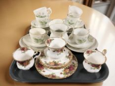 Three Royal Albert Old Country Roses tea china trios, and a Bing & Grondahl part tea set.
