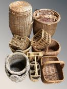 A collection of wicker baskets and hampers.