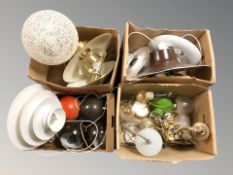 A quantity of Scandinavian pendant light fittings, light shades, desk lamps, etc.