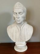 Italian School (19th century) A carved white marble bust of Dante Alighieri,