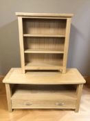 A contemporary oak TV stand,